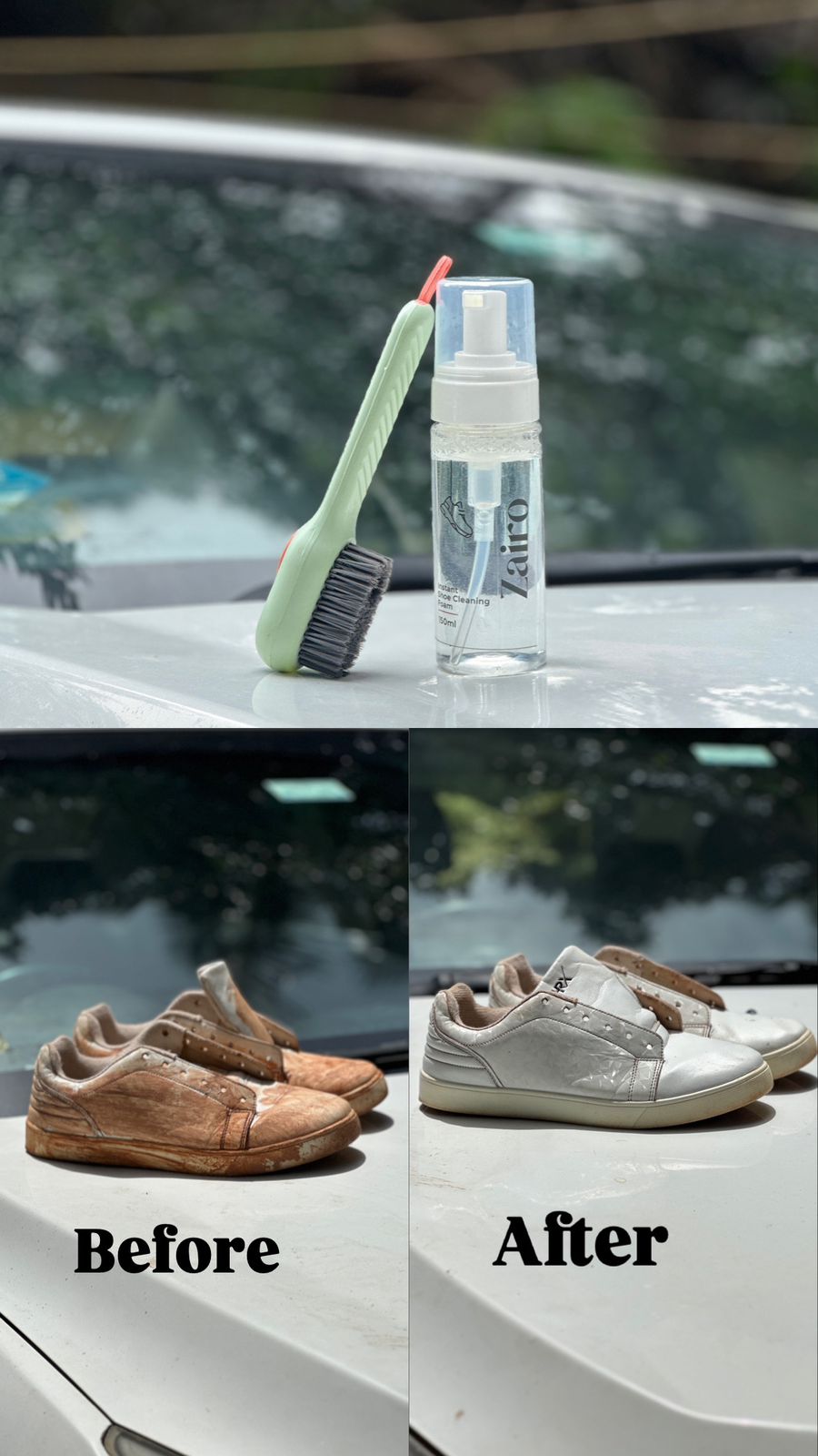 Zairo Instant Shoe Cleaning Kit – 150ml Foam Cleaner with Action Brush